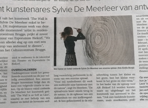 Article published in the 'KVW' - de Krant van West-Vlaanderen / Brugsch Handelsblad - Weekend edition - 15/01/'21